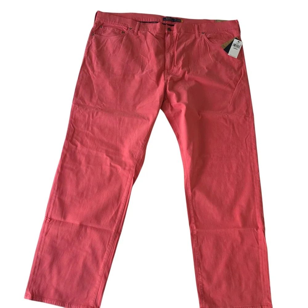 Polo Ralph Lauren Mens Varick Slim Straight Pants Red Salmon Pink 48B x 32